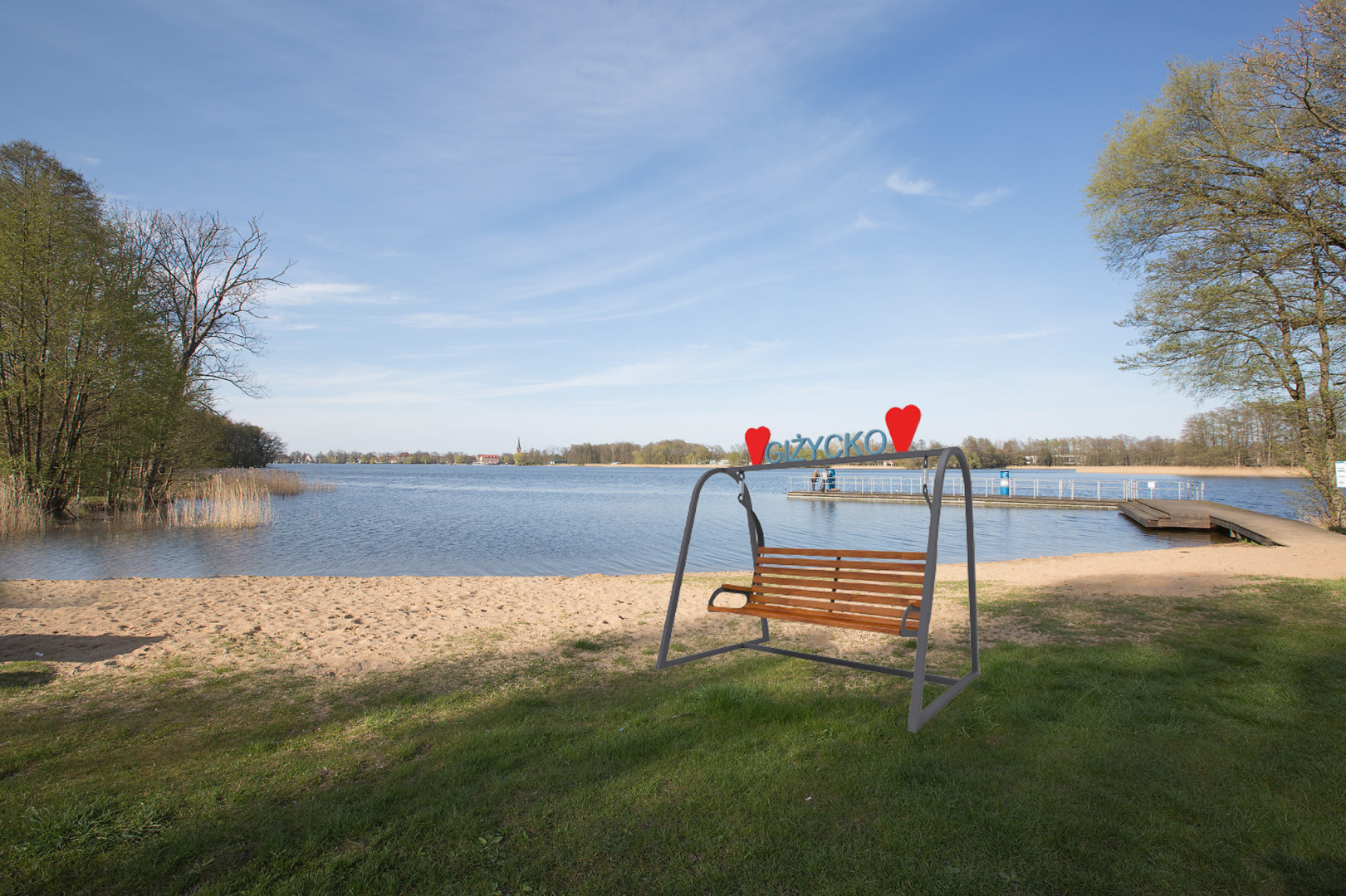 Przykładowe usadowienie ławki z napisem