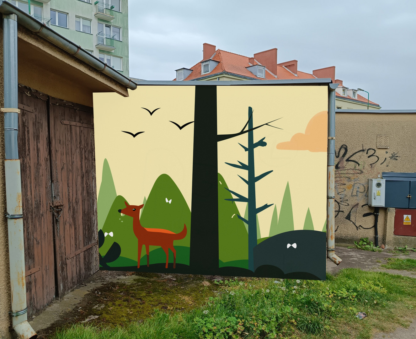 wizualizacja murali na ścianach garaży 6