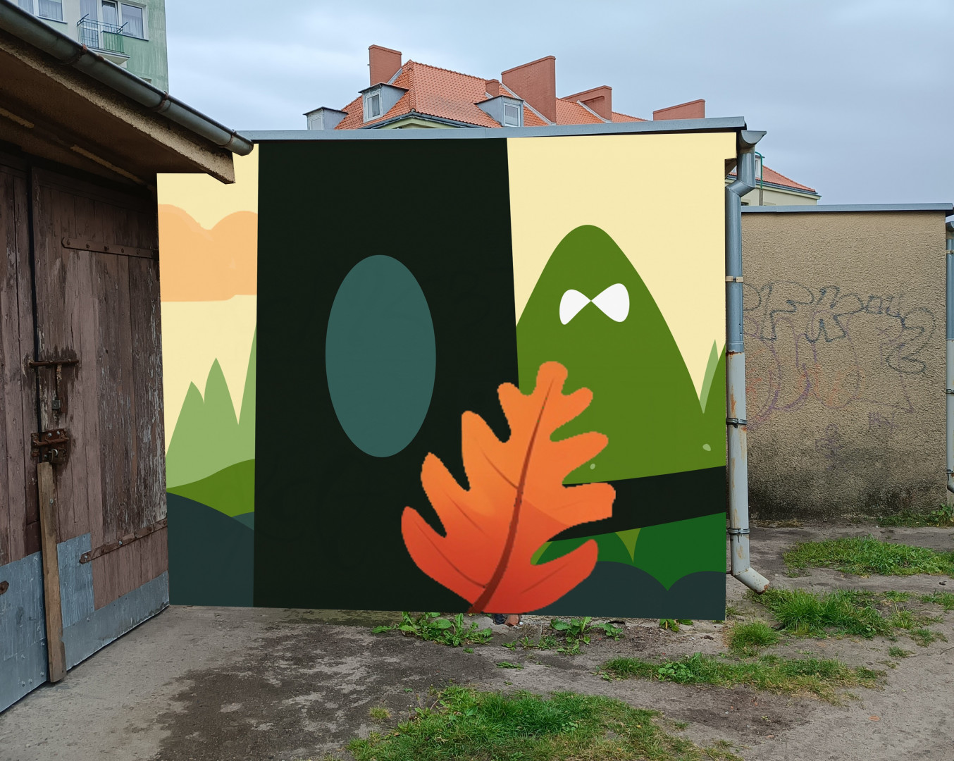 wizualizacja murali na ścianach garaży 7