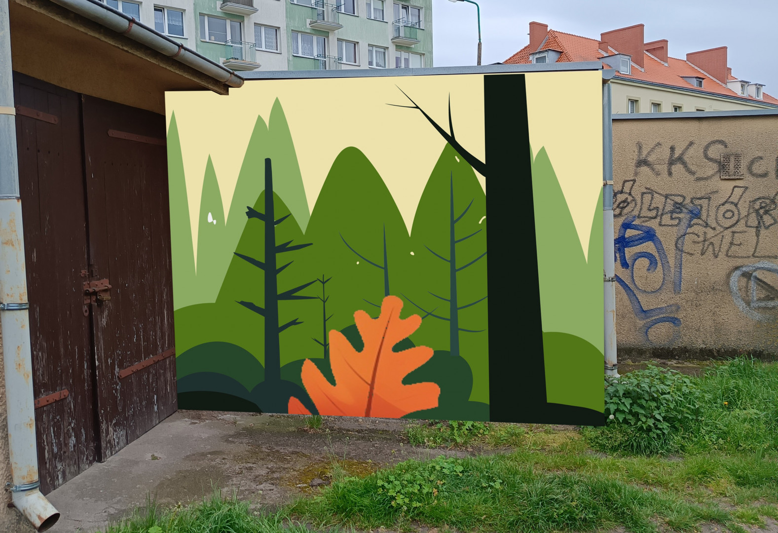 wizualizacja murali na ścianach garaży 3