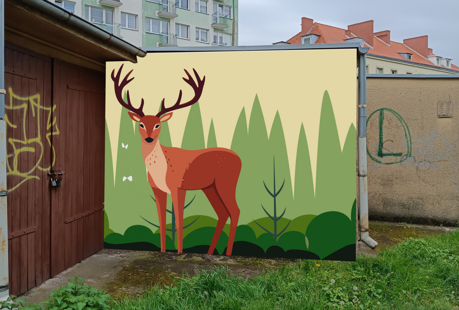 wizualizacja murali na ścianach garaży 4