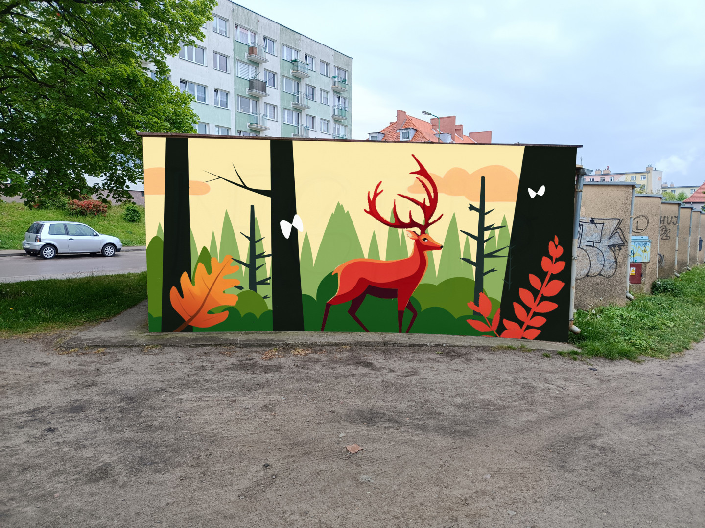 wizualizacja murali na ścianach garaży 1